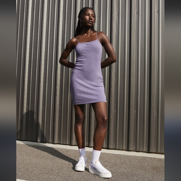 Nike Chill Knit Ribbed Minidress, Lavender/Black Nike x Nordstrom - Picture 3 of 12